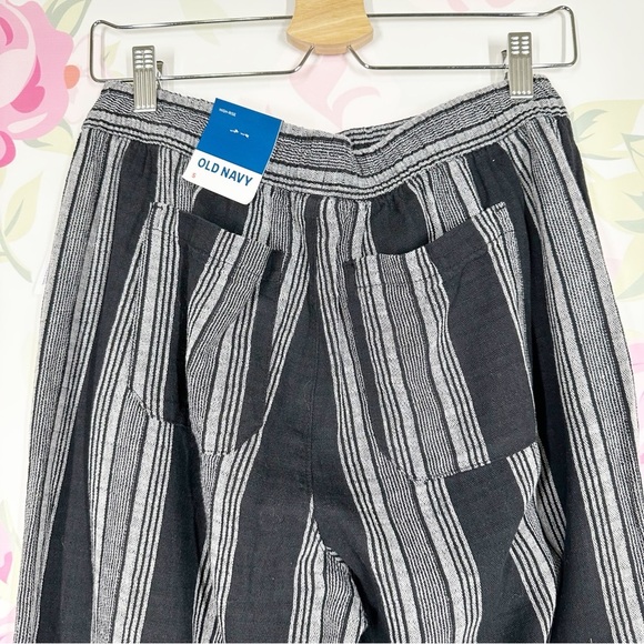 NEW Old Navy Linen High Rise Striped Black and Gray Women's Wide Leg Pants S - Picture 6 of 8